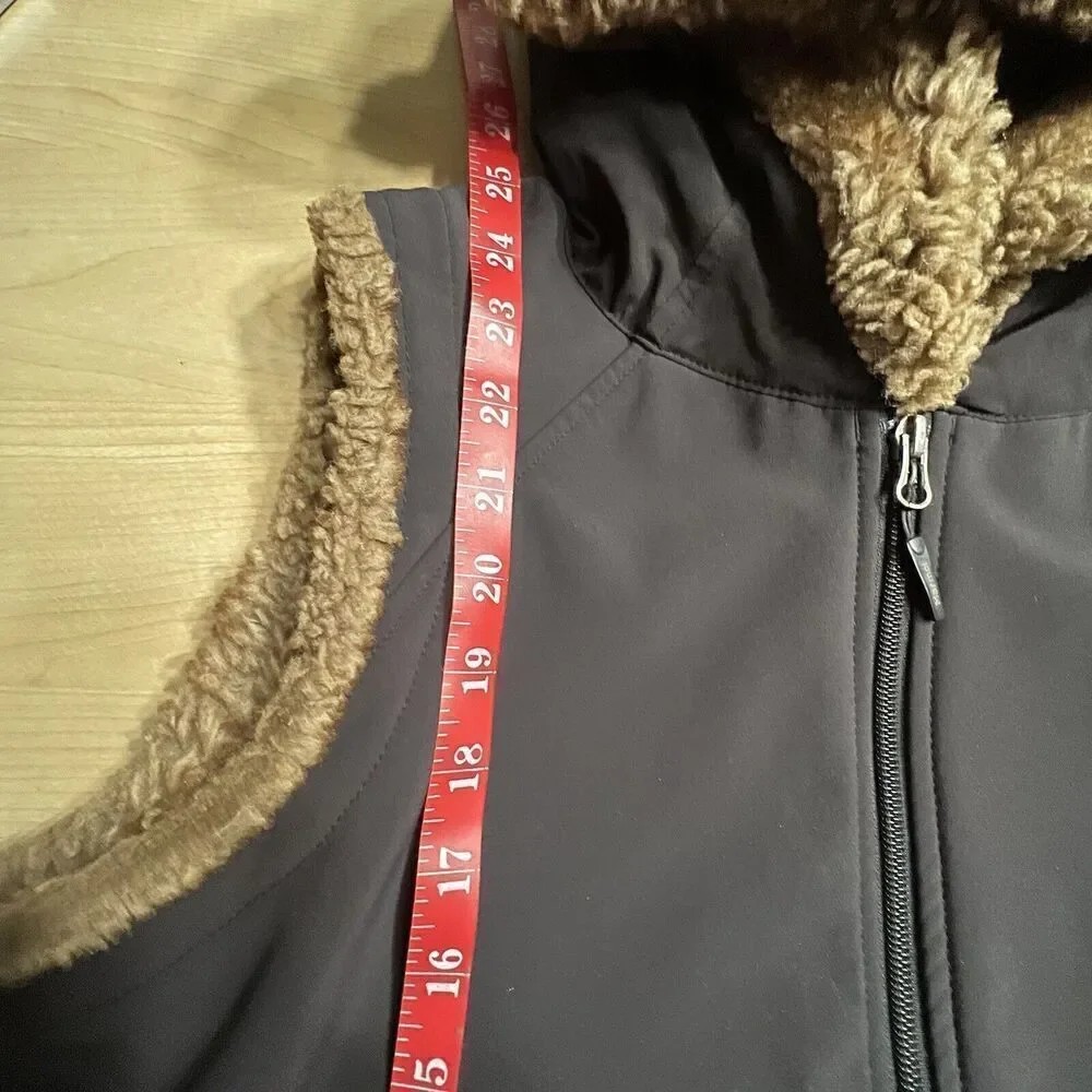 MARMOT WOMEN'S FURLONG BLACK FAUX FUR FLEECE LINED VEST, SIZE M